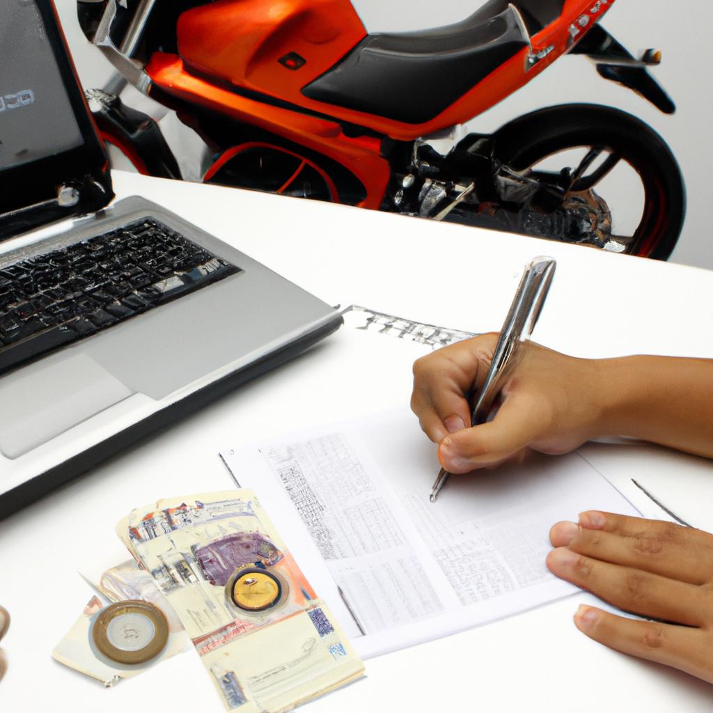 Person researching motorcycle financing