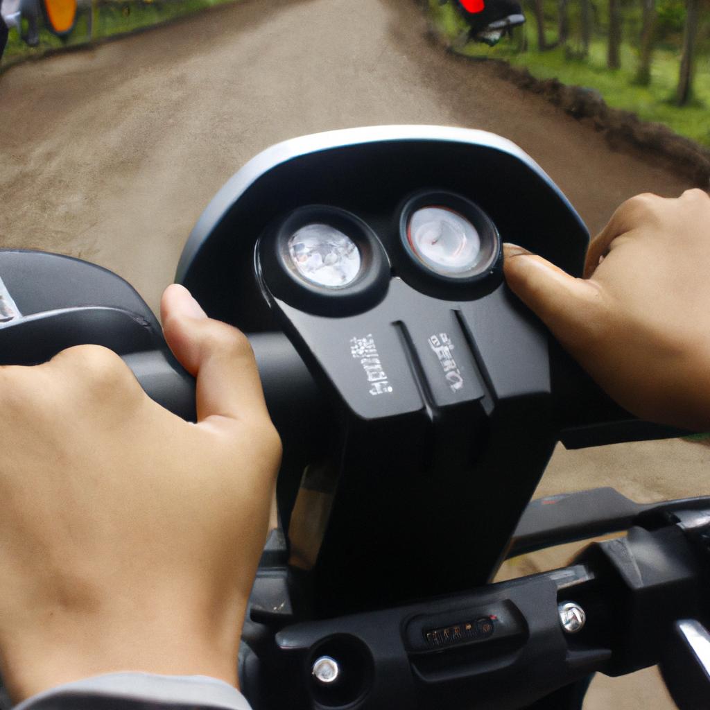 Person operating motorcycle safety feature
