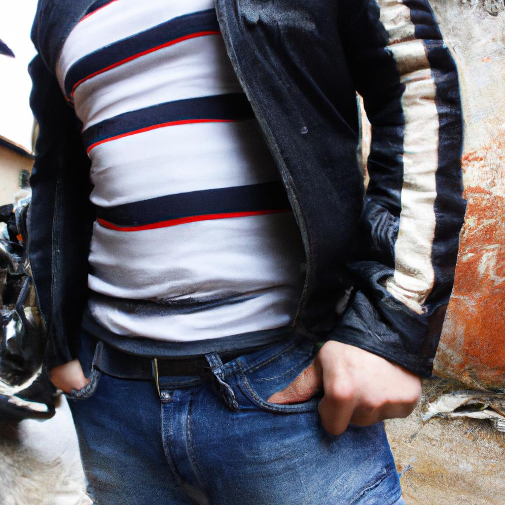 Person wearing motorcycle riding jacket